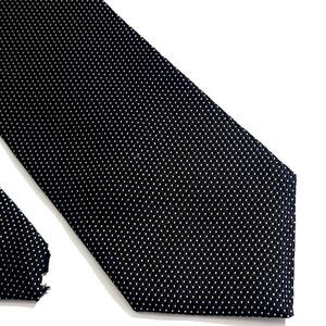 Bruno Piattelli Woven Black Yellow Geometric Polka‎ Dot Short Wide Silk Tie